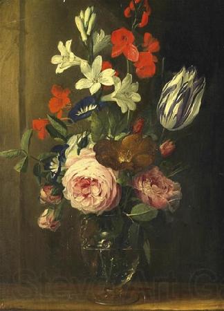 Jan van den Hecke Flower still life in a glass vase France oil painting art